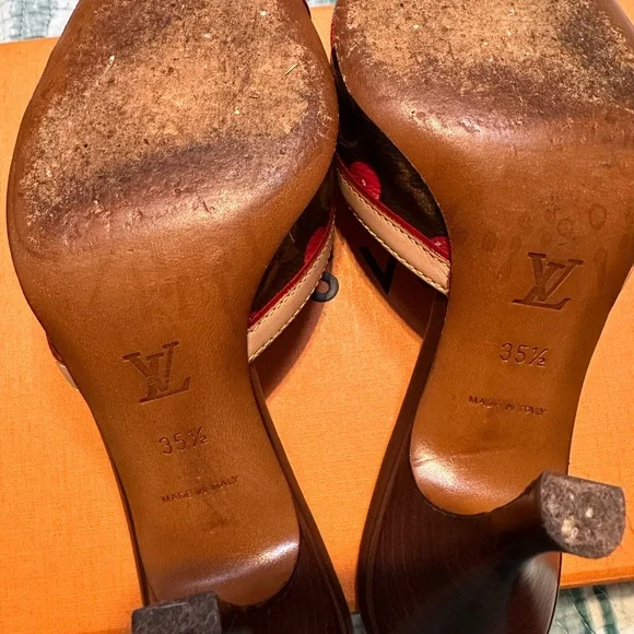 Louis Vuitton Cherry Cerise Red and Brown Women's Sandals - Picture 5 of 6